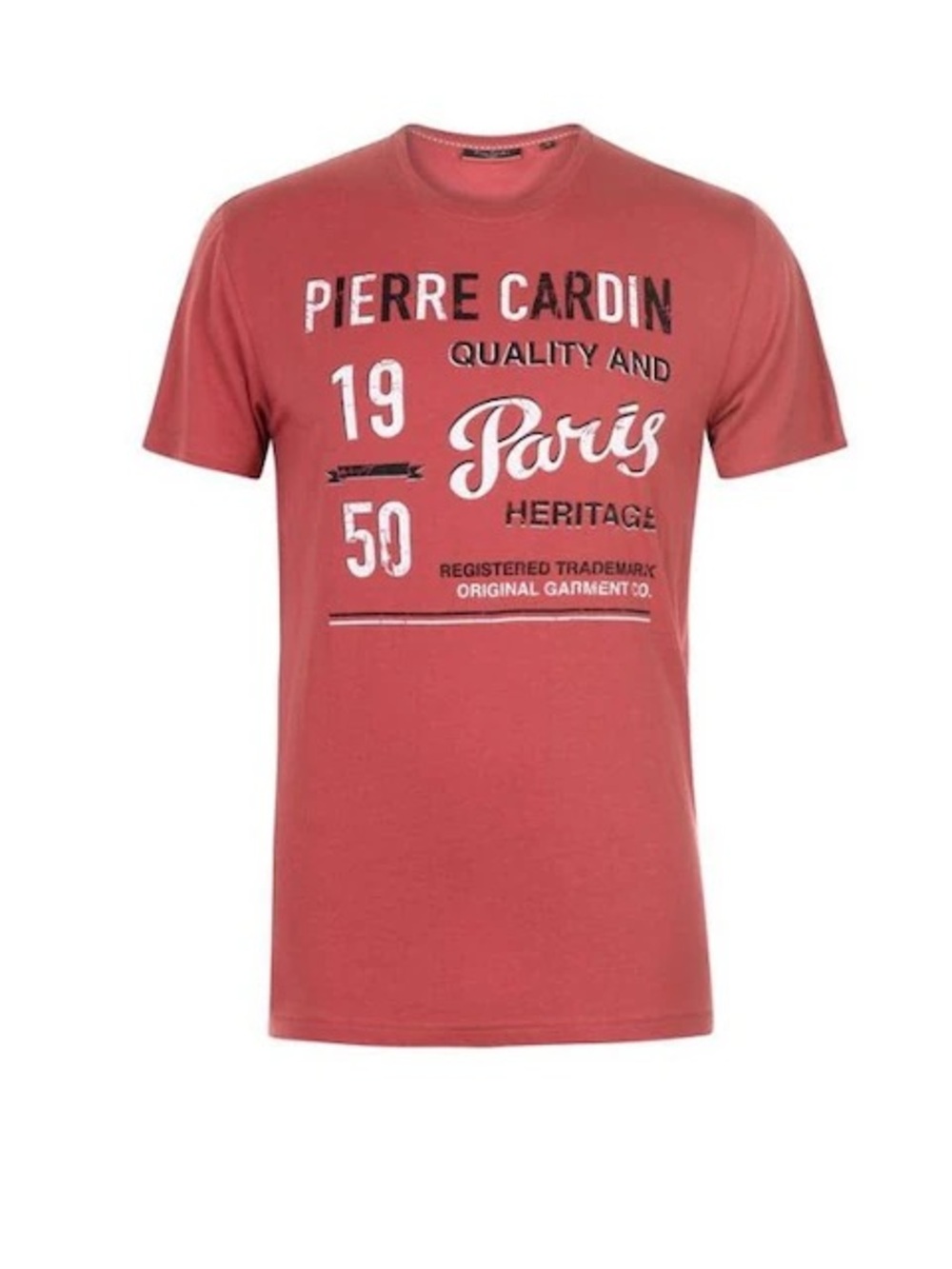 Pierre Cardin Men’s Red Graphic Logo Crew Neck Short Sleeve Cotton Knit Tee L